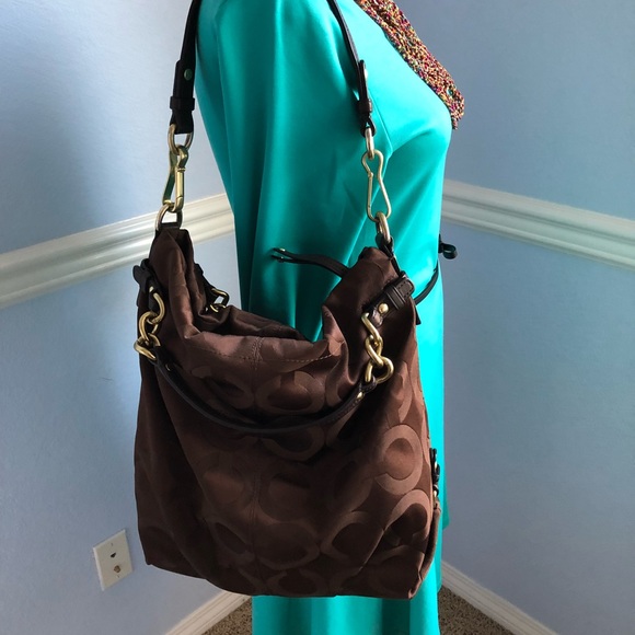 Coach Handbags - COACH Op Art Signature Brooke Sateen Hobo